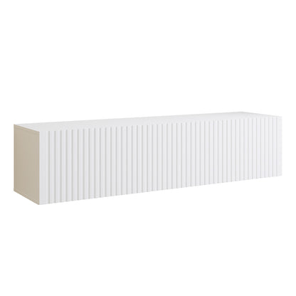 Joyce Wall Mounted TV Unit Modern Fluted Matt Finish 150cm - White Matt