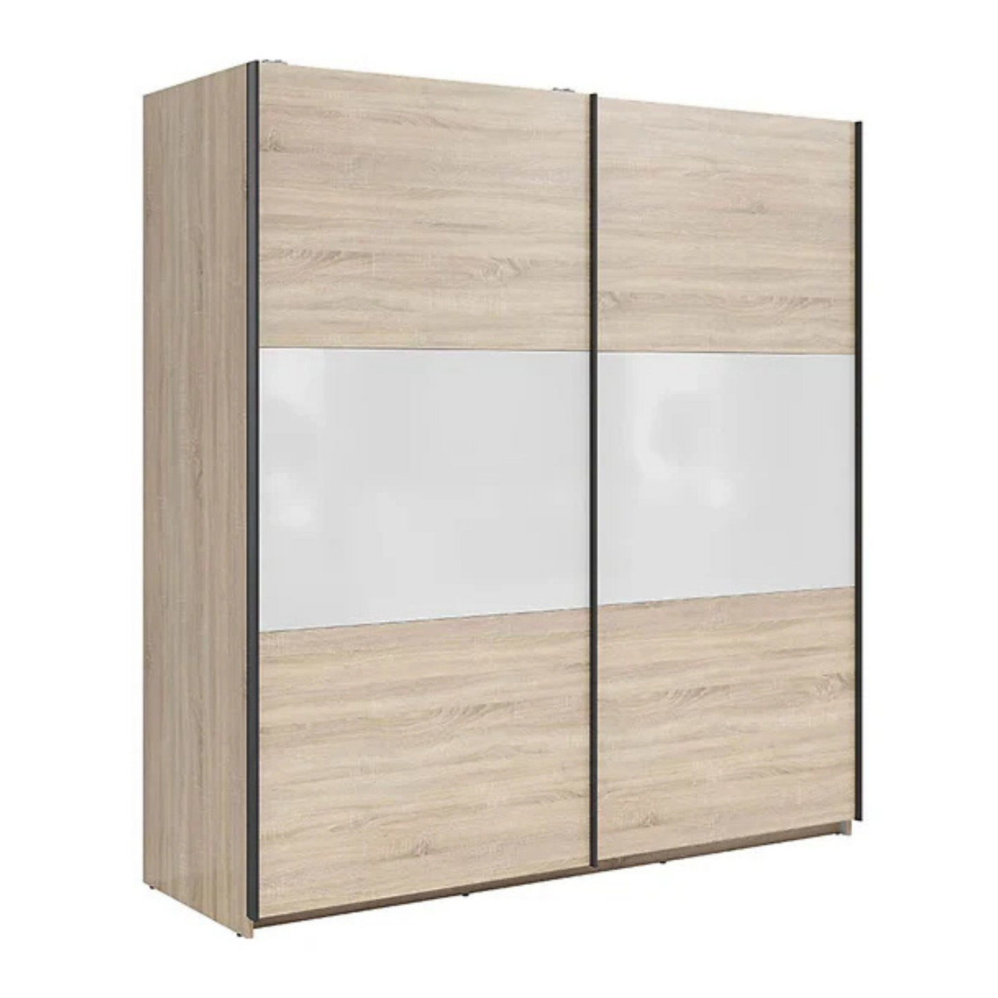 Exter 2 Door Sliding 183cm Wardrobe - Sonoma Oak / White Gloss
