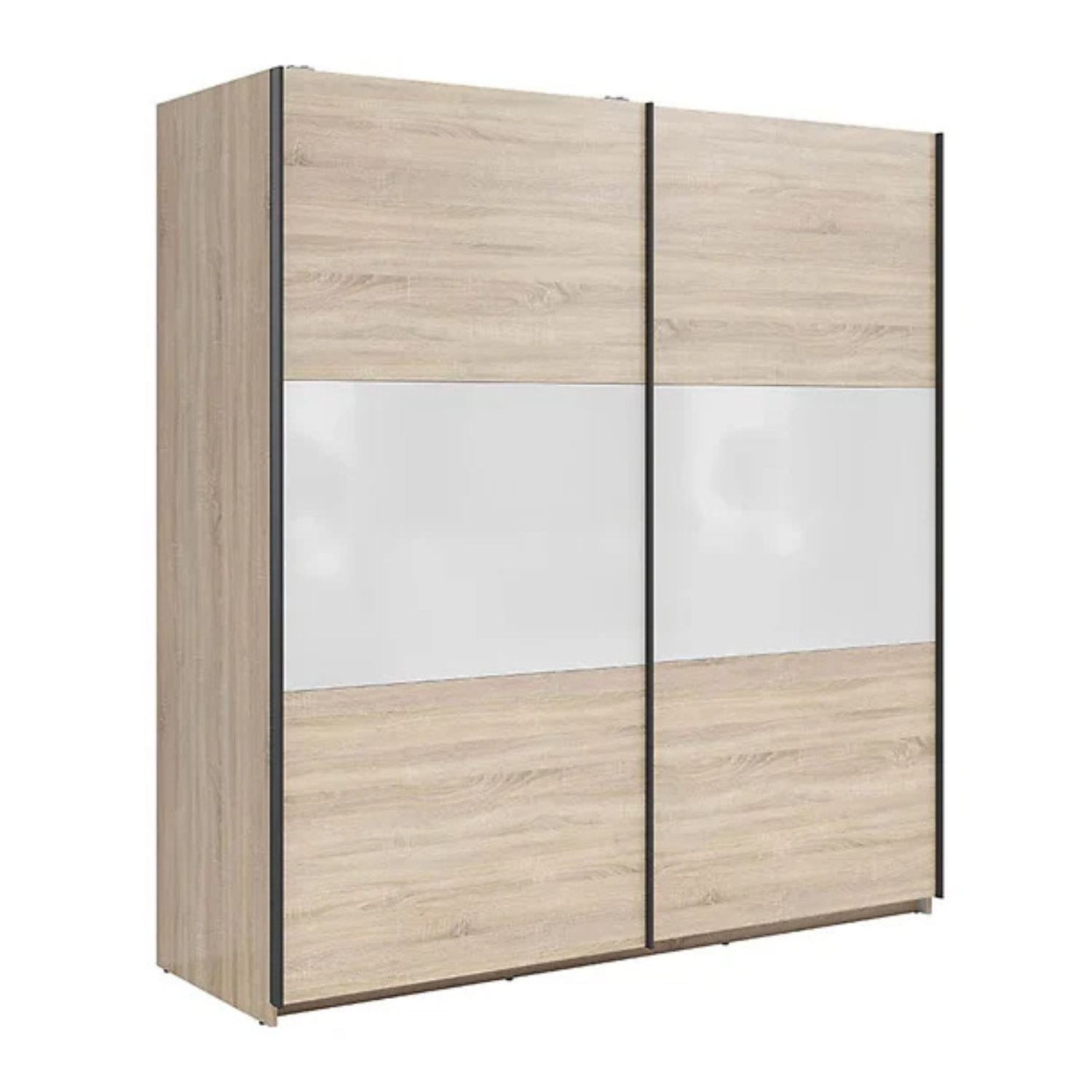 Exter 2 Door Sliding 183cm Wardrobe - Sonoma Oak / White Gloss