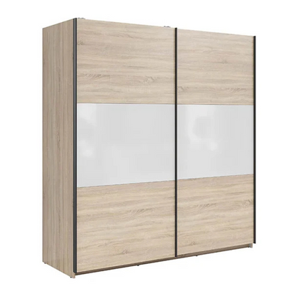 Exter 2 Door Sliding 183cm Wardrobe - Sonoma Oak / White Gloss