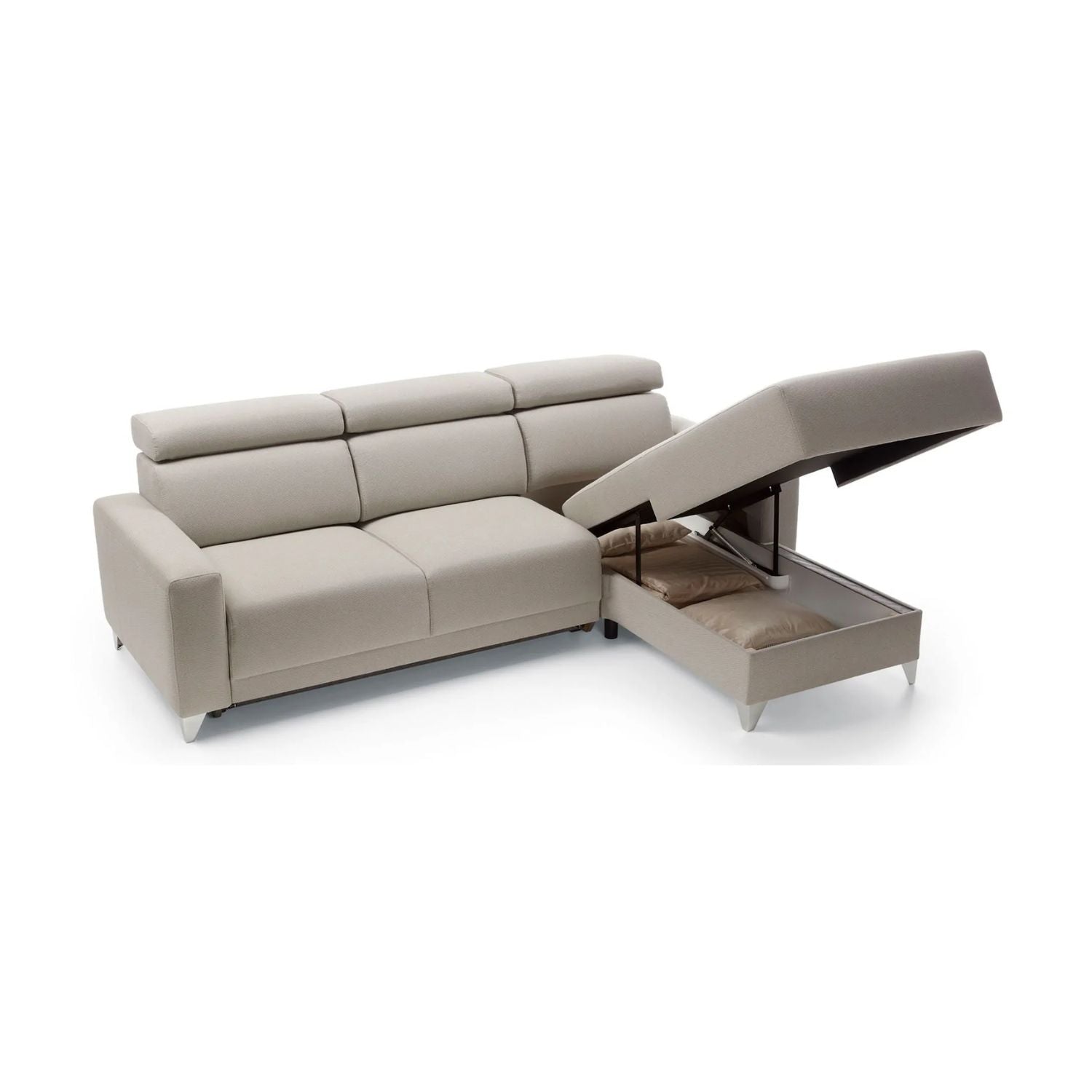 Kelly Corner Sofa Bed with Storage-Beige
