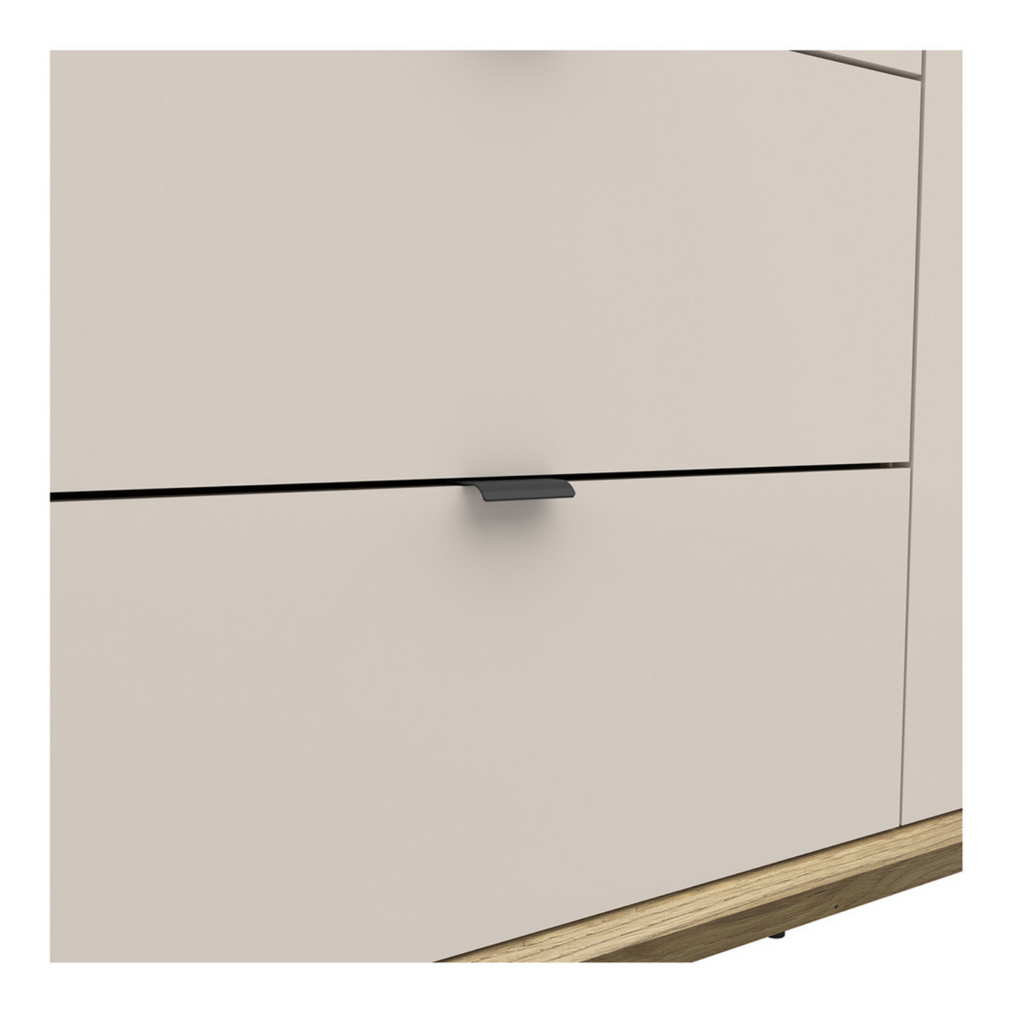 Davina 3 Door Wardrobe 180cm with 2 Drawers - Mauvella Oak / Cashmere