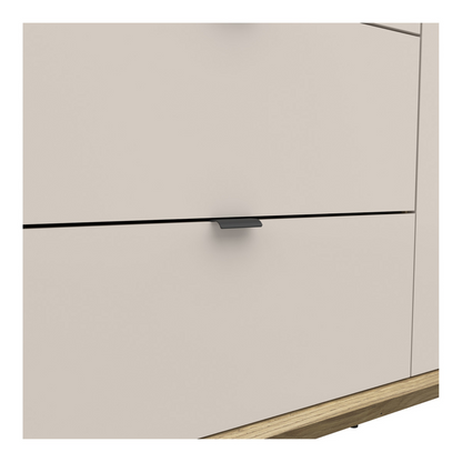 Davina 3 Door Wardrobe 180cm with 2 Drawers - Mauvella Oak / Cashmere