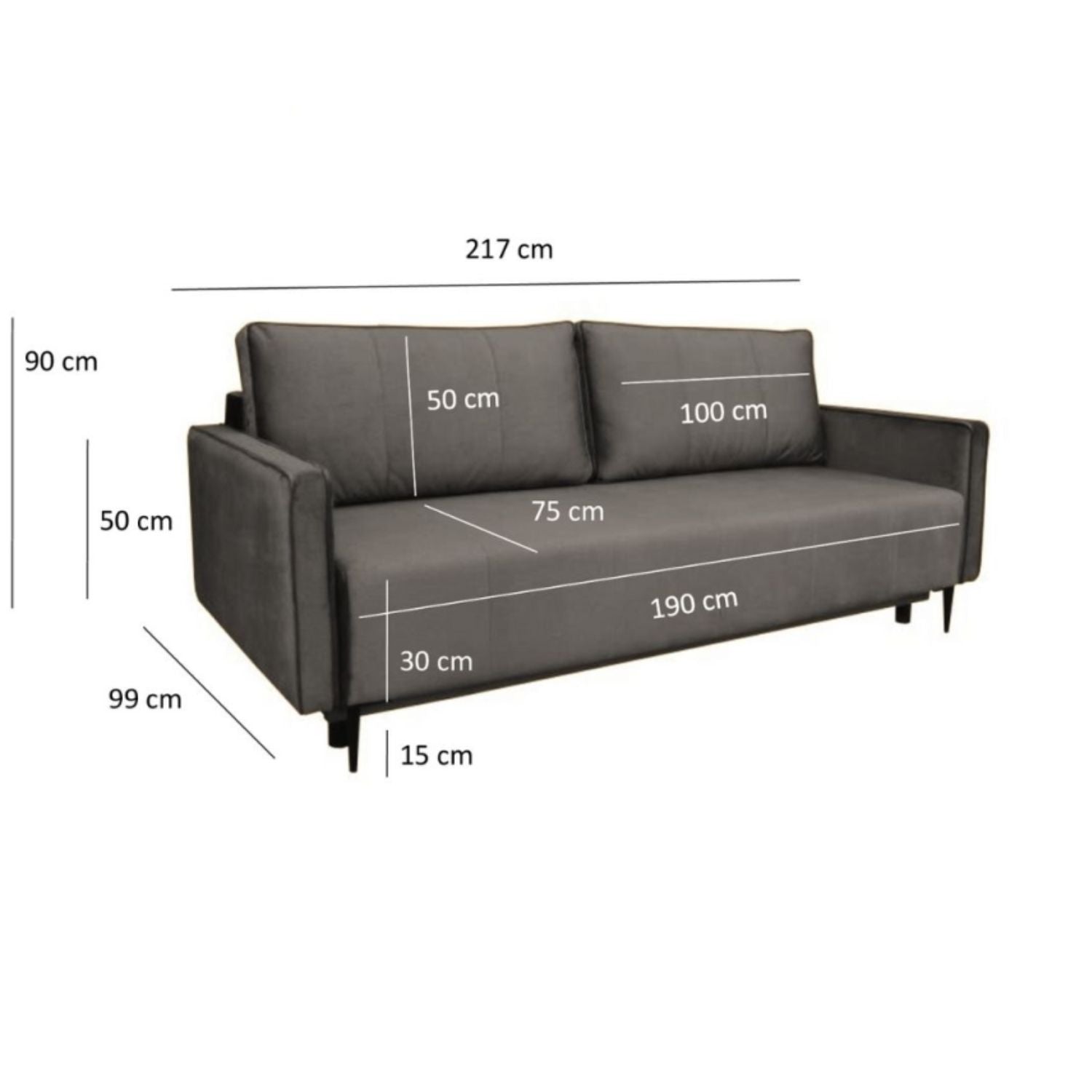 Calmo 3 Seater Sofa Bed with Storage - Brown