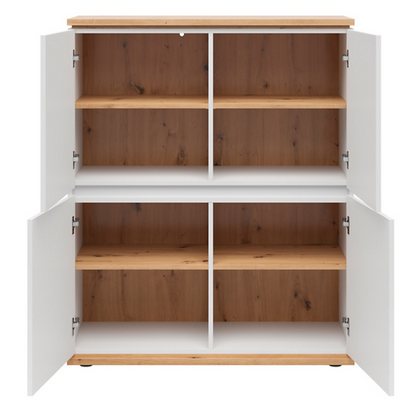 Yodi Cabinet 100cm with 4 Doors - White / Artisan Oak