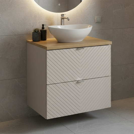 Viva 60cm Bathroom Cabinet with Oval Basin - Cashmere
