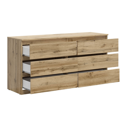 Exter Chest of Drawers 150 cm with 6 Drawers - Wotan Oak