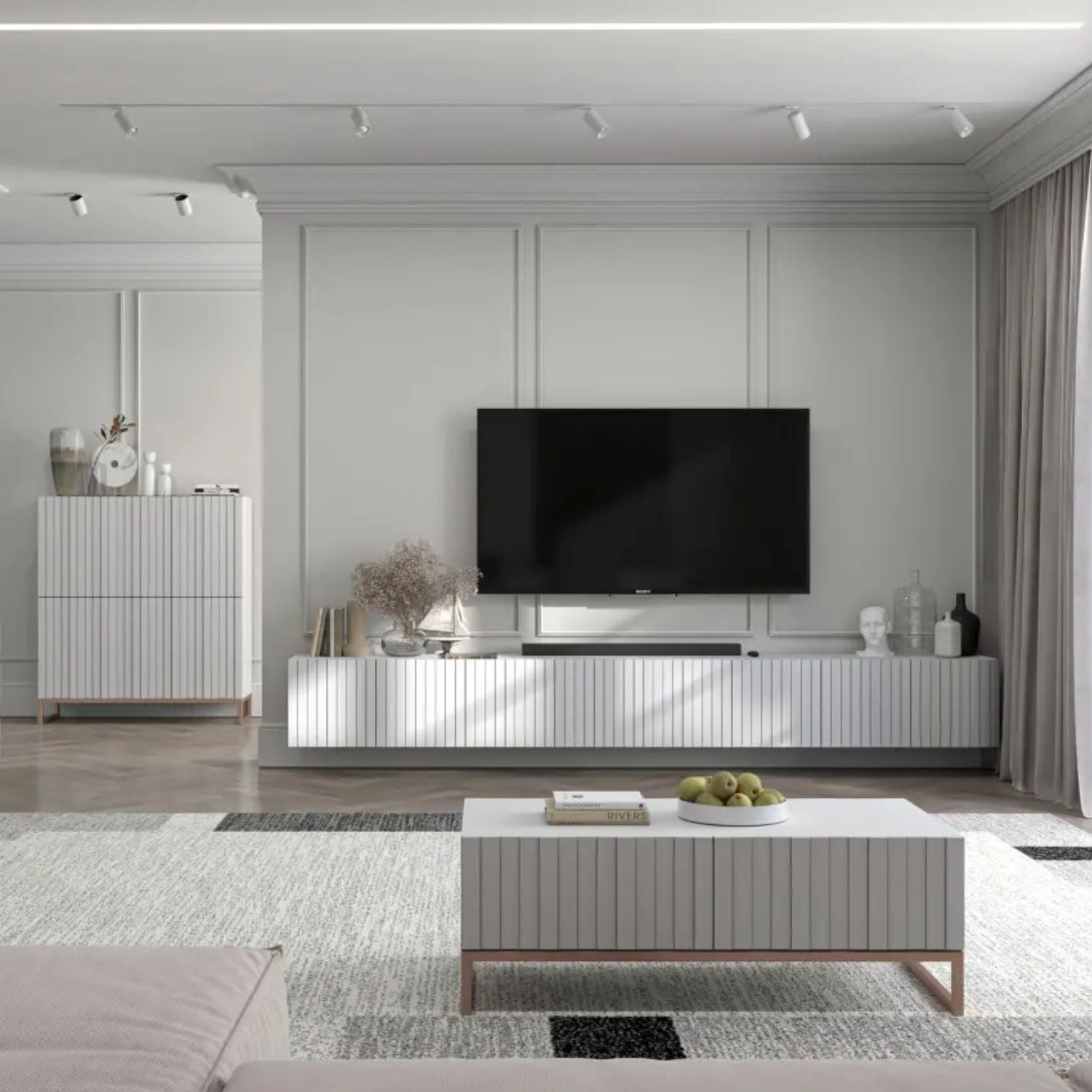 Elpis Glamour Wall-Mounted TV Cabinet with Storage Extra Long 8D