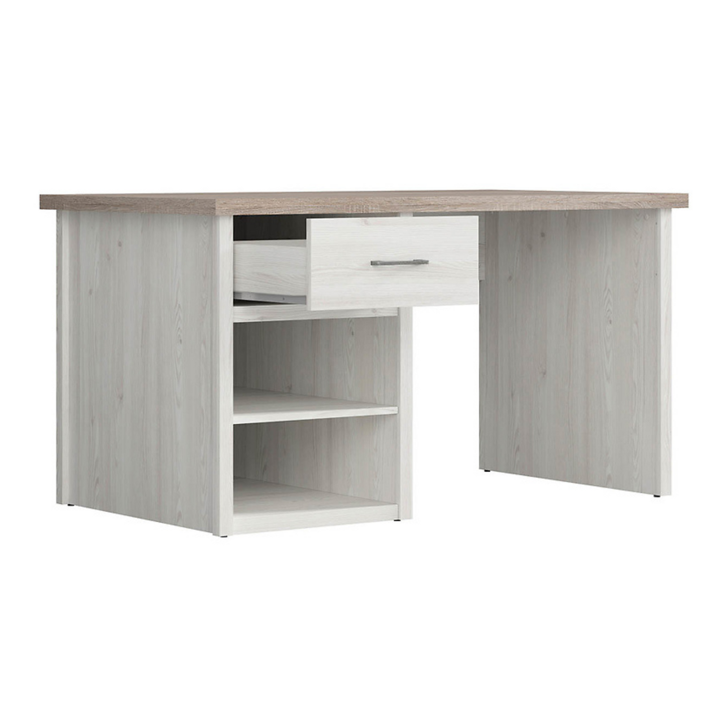 Loca Desk 141cm with Drawer and Shelves - Sibiu Larch / Dark Sonoma Oak