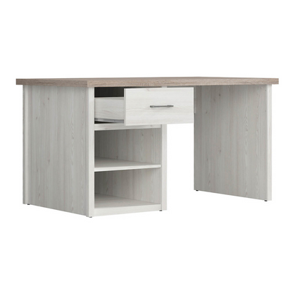Loca Desk 141cm with Drawer and Shelves - Sibiu Larch / Dark Sonoma Oak