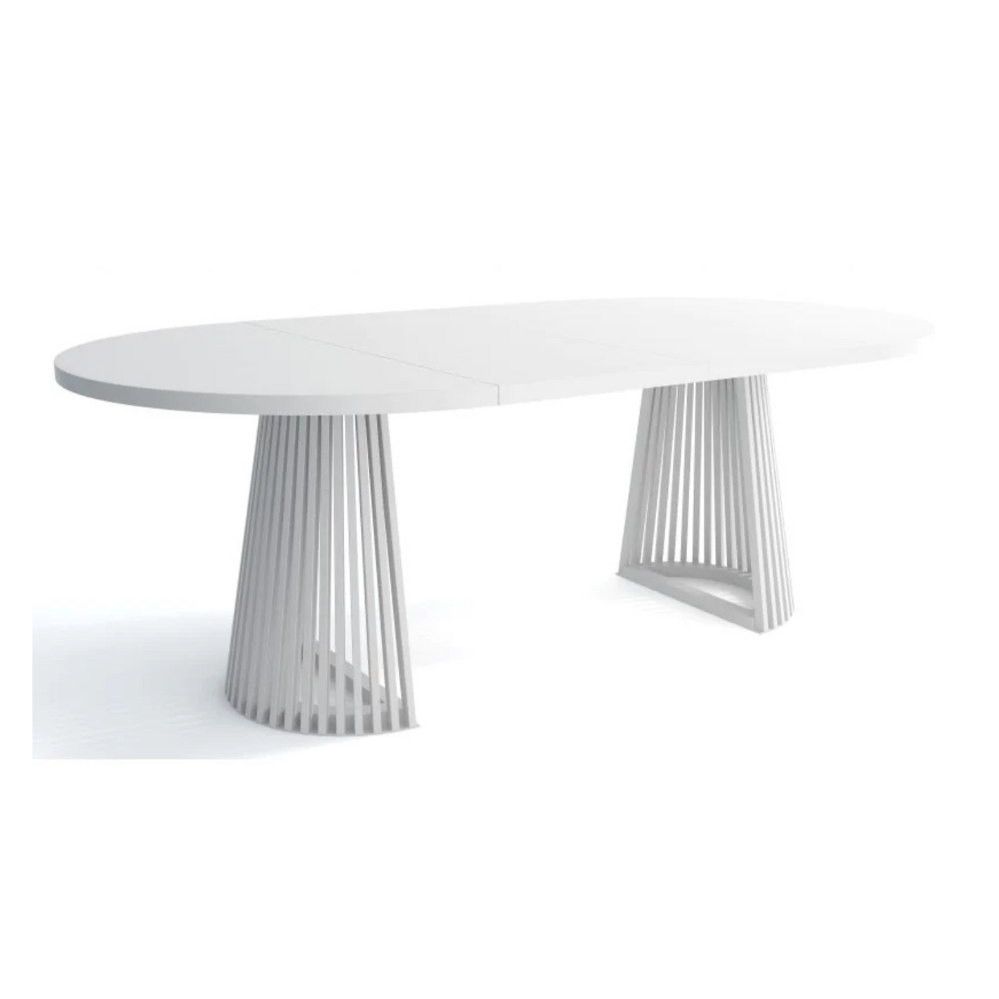 Ruston Round Extendable Table with Slats - White