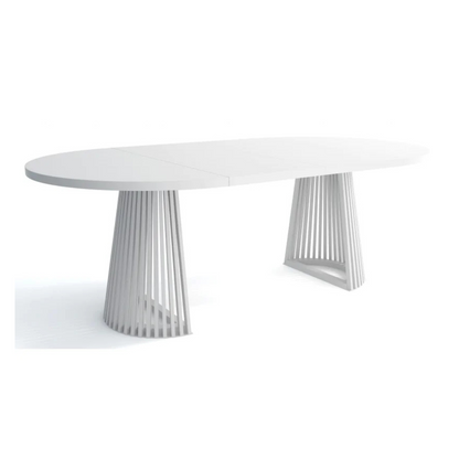 Ruston Round Extendable Table with Slats - White