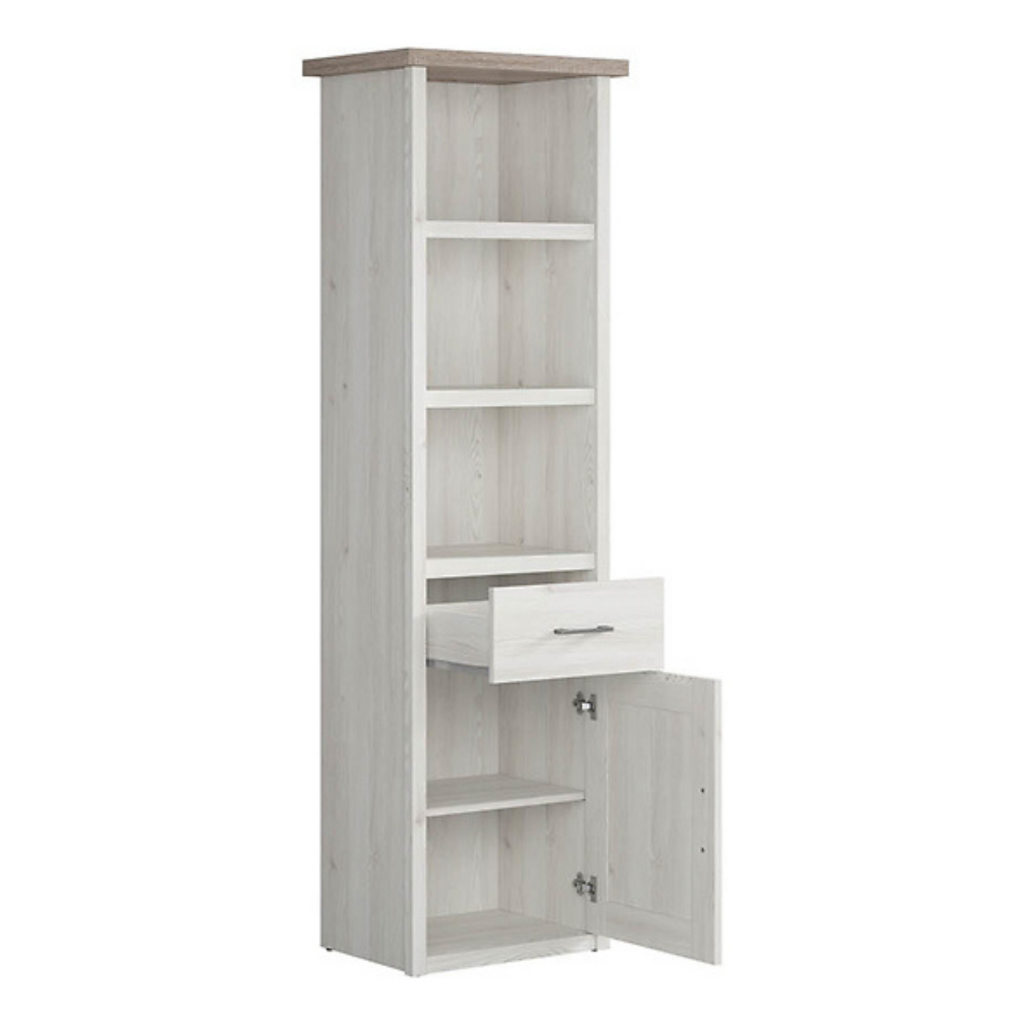 Loca Bookcase 60cm with 1 Door, Drawer and 3 Shelves - Sibiu Larch / Dark Sonoma Oak