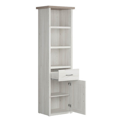 Loca Bookcase 60cm with 1 Door, Drawer and 3 Shelves - Sibiu Larch / Dark Sonoma Oak
