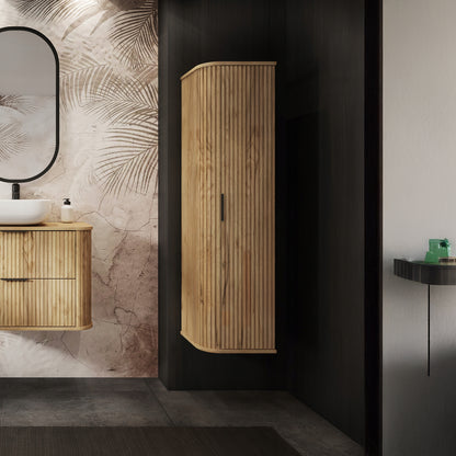 Elegance Glamour Style Tall Bathroom Wall Cabinet - Gold Craft Oak