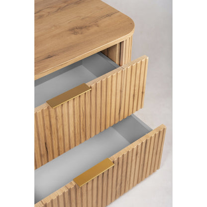 Elegance Glamour Style 2 Drawer Bathroom Wall Vanity Cabinet 60cm - Gold Craft Oak