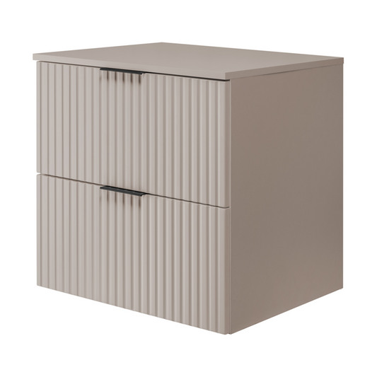 Flow 2 Drawer Bathroom Vanity Cabinet 60cm with Worktop - Cashmere