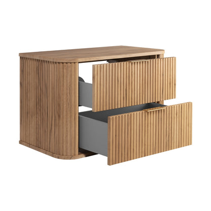 Elegance Glamour Style 2 Drawer Bathroom Wall Cabinet 80cm - Gold Craft Oak