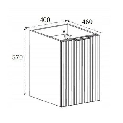 Flow 1 Door Fluted Bathroom Vanity Cabinet with Worktop 40cm - Cashmere