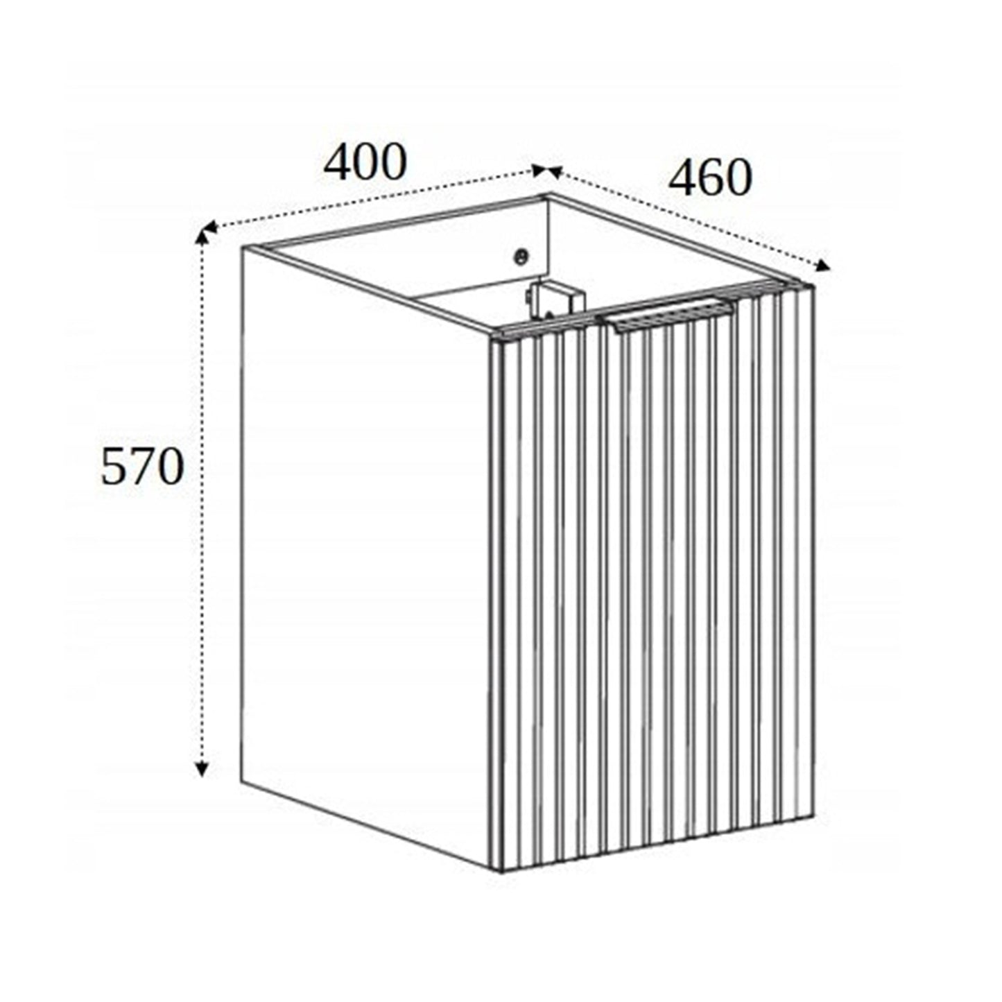 Flow 1 Door Fluted Bathroom Vanity Cabinet with Worktop 40cm - White