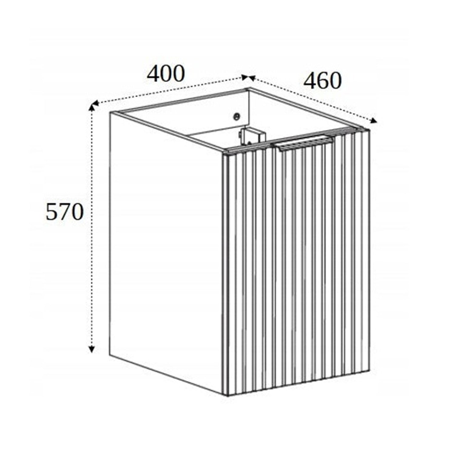 Flow 1 Door Fluted Bathroom Vanity Cabinet with Worktop 40cm - White