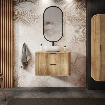 Elegance Glamour Style 2 Drawer Bathroom Wall Vanity Cabinet 60cm - Gold Craft Oak