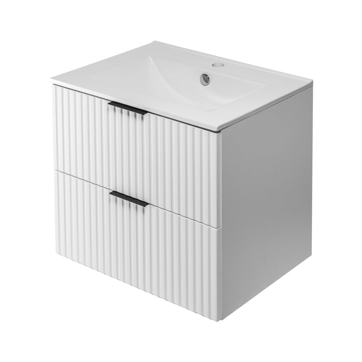 Flow 2 Drawer Bathroom Cabinet Vanity Unit with Basin 60cm - White