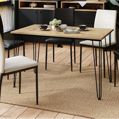 Hairpin S-120 Modern Dining Table - Artisan Oak
