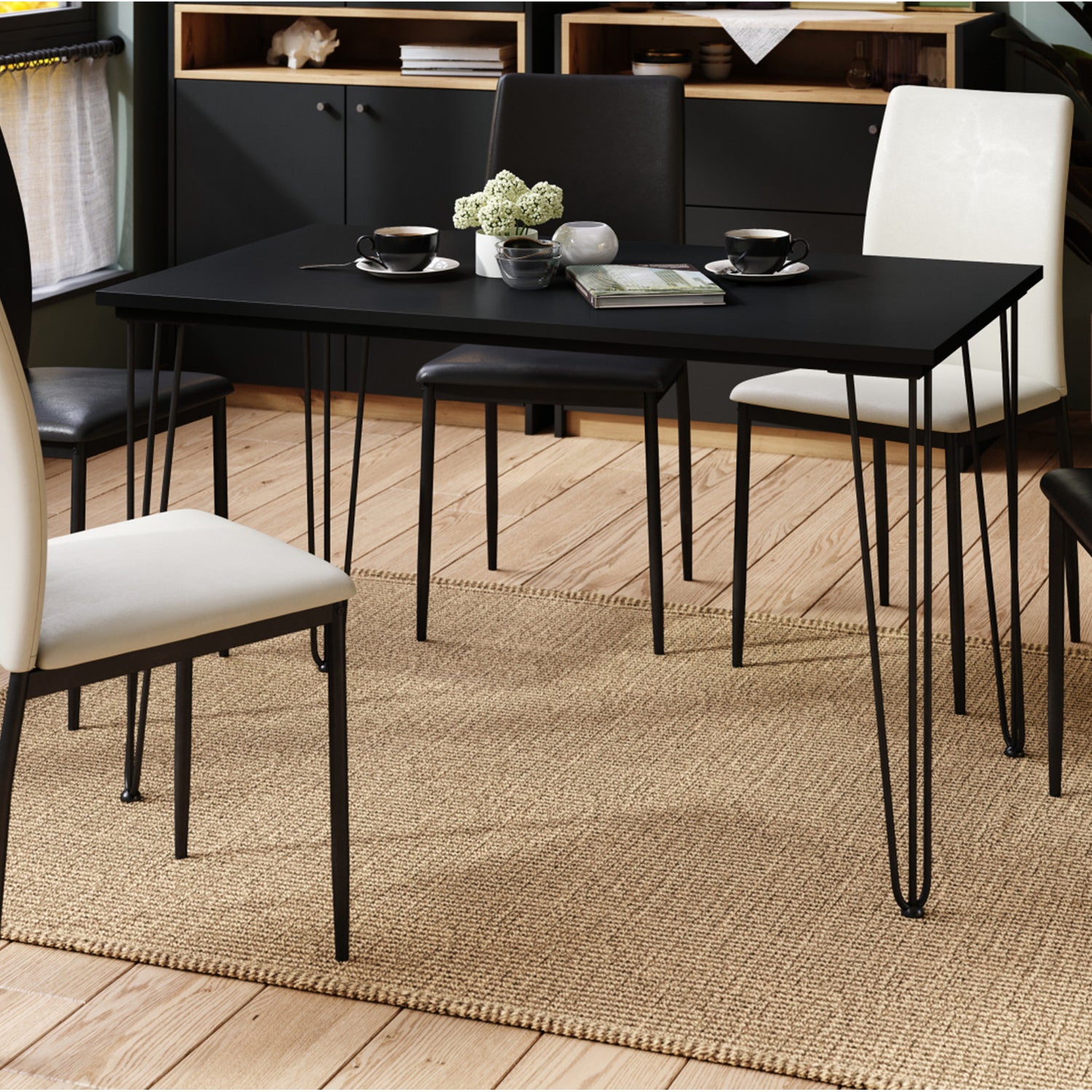 Hairpin S-120 Modern Dining Table - Black Matt