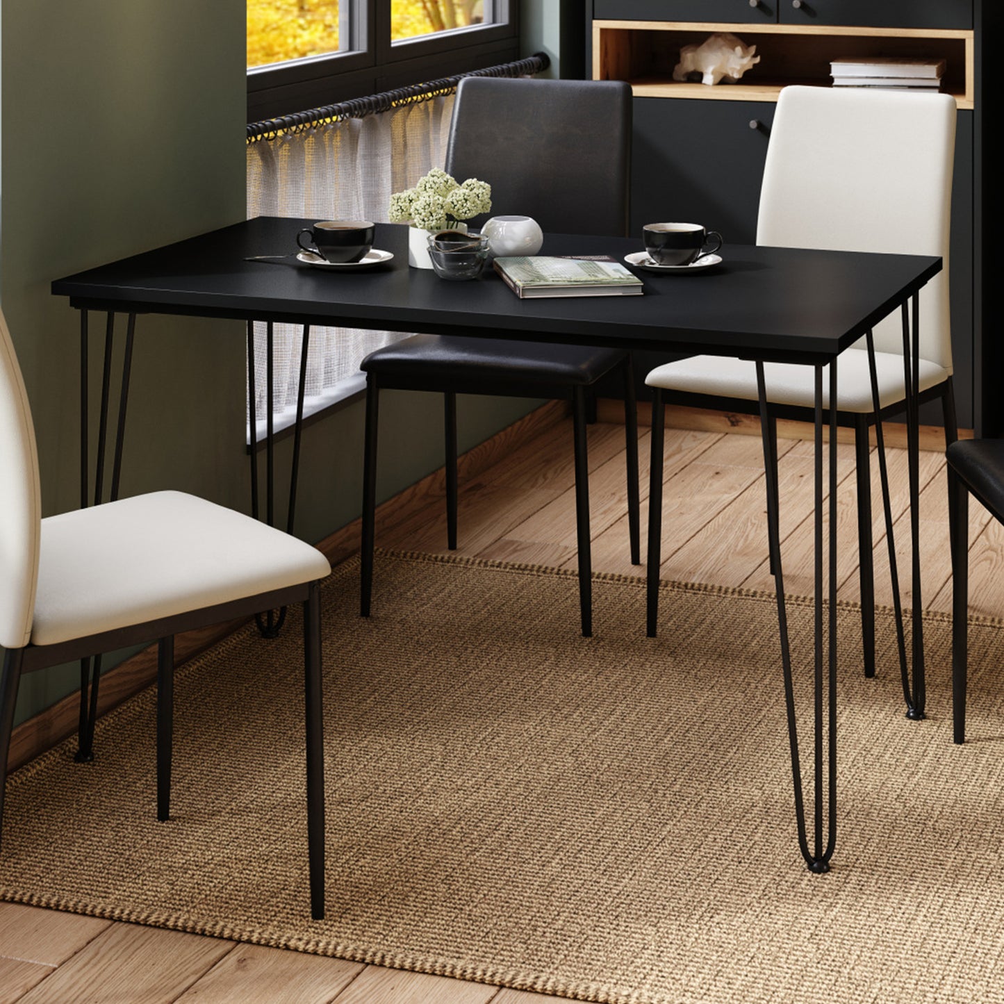 Hairpin S-120 Modern Dining Table - Black Matt