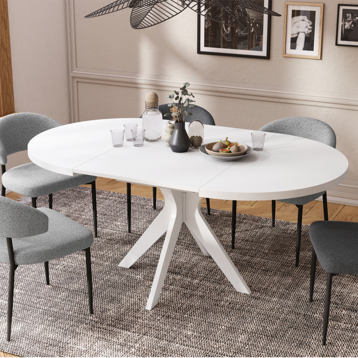Renzo Extending Modern Dining Table – White Matt
