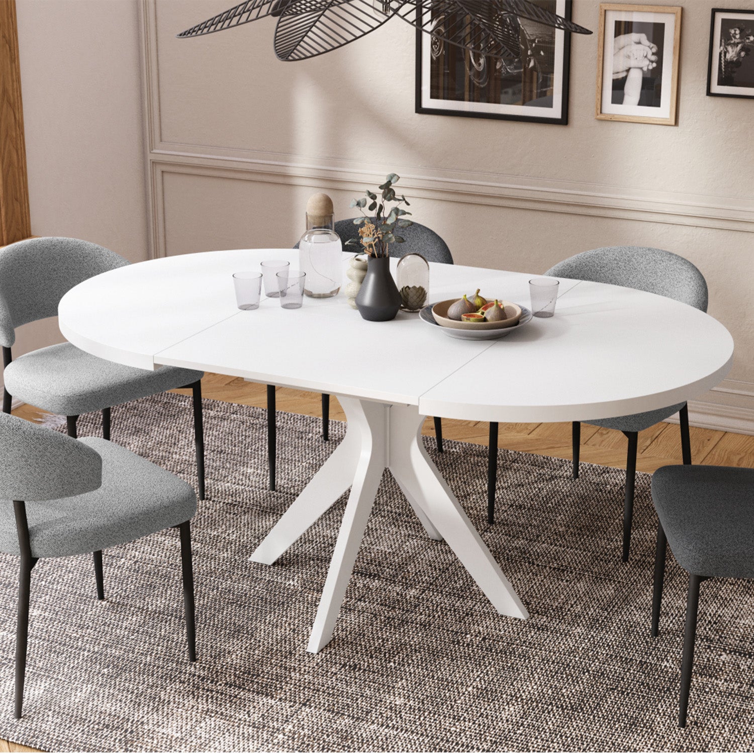 Renzo Extending Modern Dining Table – White Matt