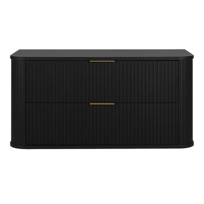 Elegance Glamour Style 2 Drawer Bathroom Wall Cabinet 100cm - Black