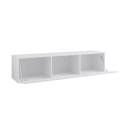 Joyce Wall Mounted TV Unit Modern Fluted Matt Finish 150cm - White Matt