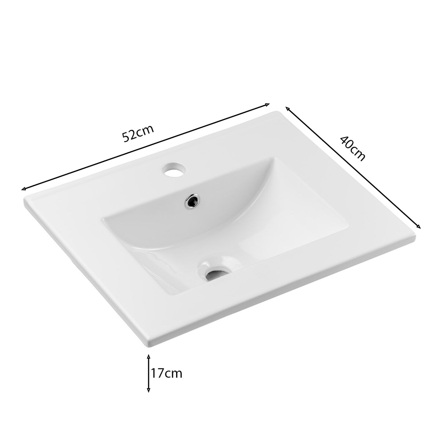 Dove 2 Door Bathroom Cabinet Vanity Unit with Built-In Basin 50cm - Evoke Oak