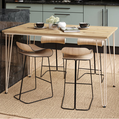 Hairpin S-120 Modern Dining Table - Artisan Oak / Beige