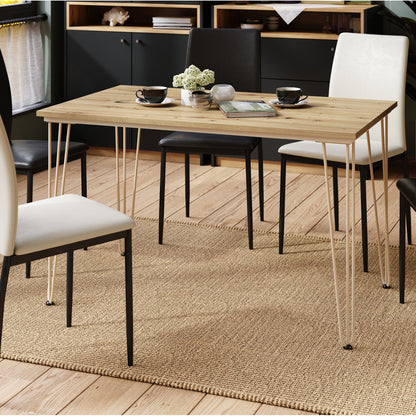 Hairpin S-120 Modern Dining Table - Artisan Oak / Beige