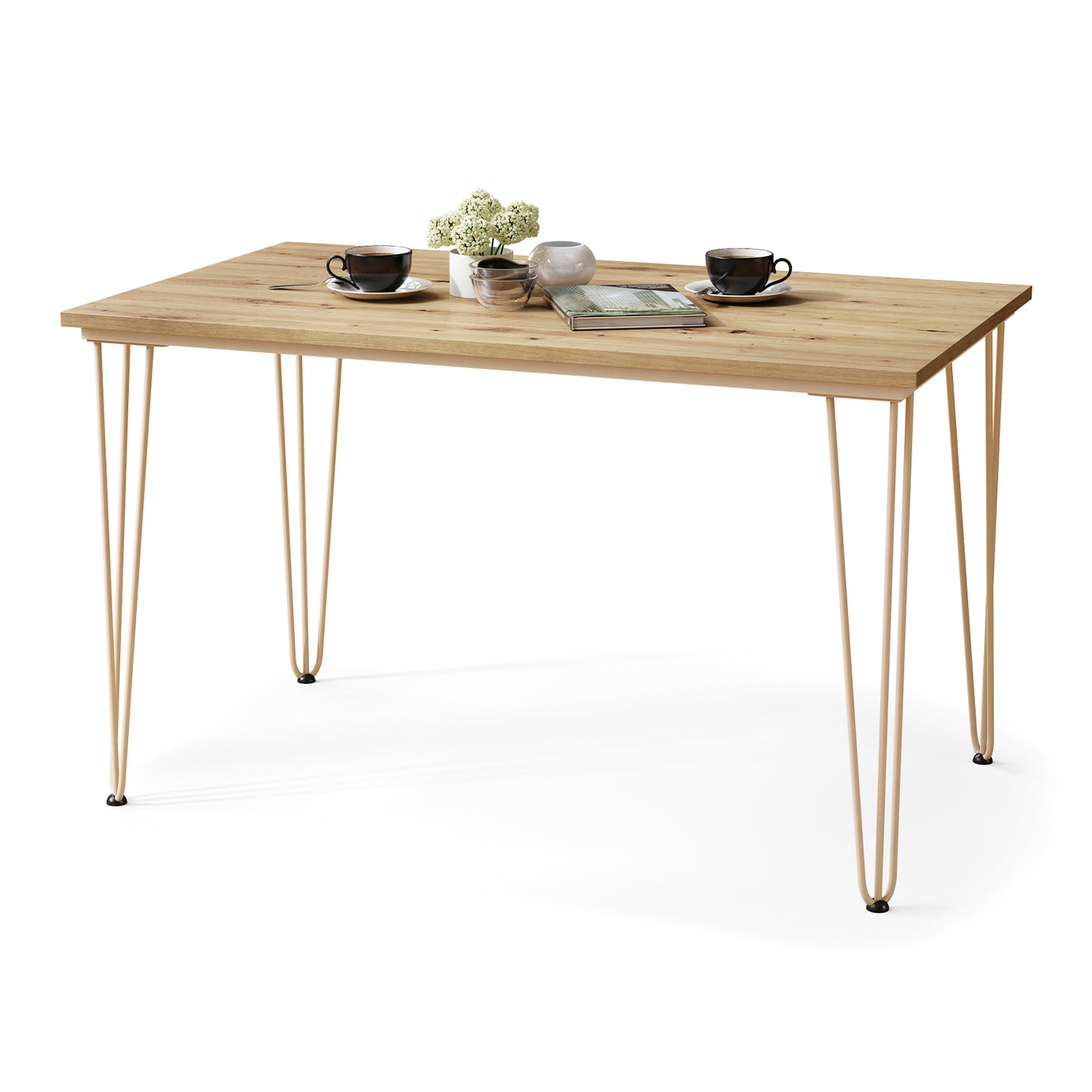 Hairpin S-120 Modern Dining Table - Artisan Oak / Beige