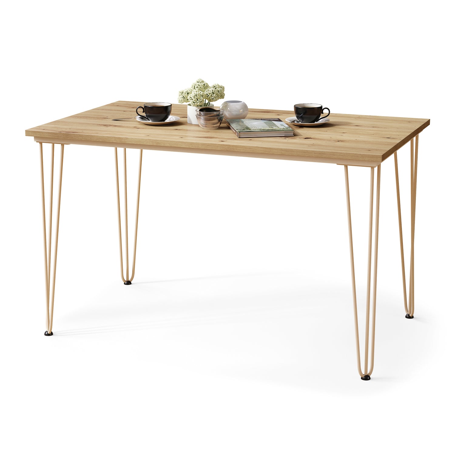 Hairpin S-120 Modern Dining Table - Artisan Oak / Beige