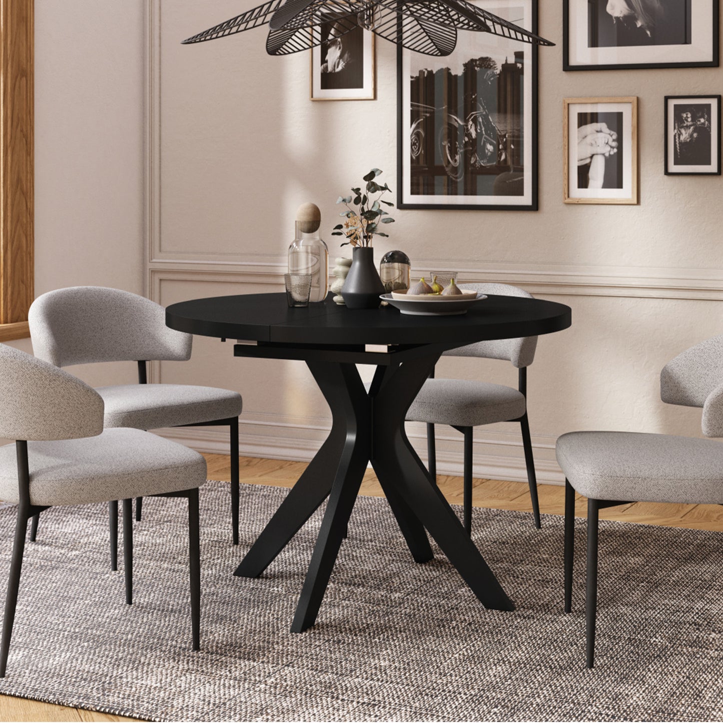 Renzo Extending Modern Dining Table – Black Matt