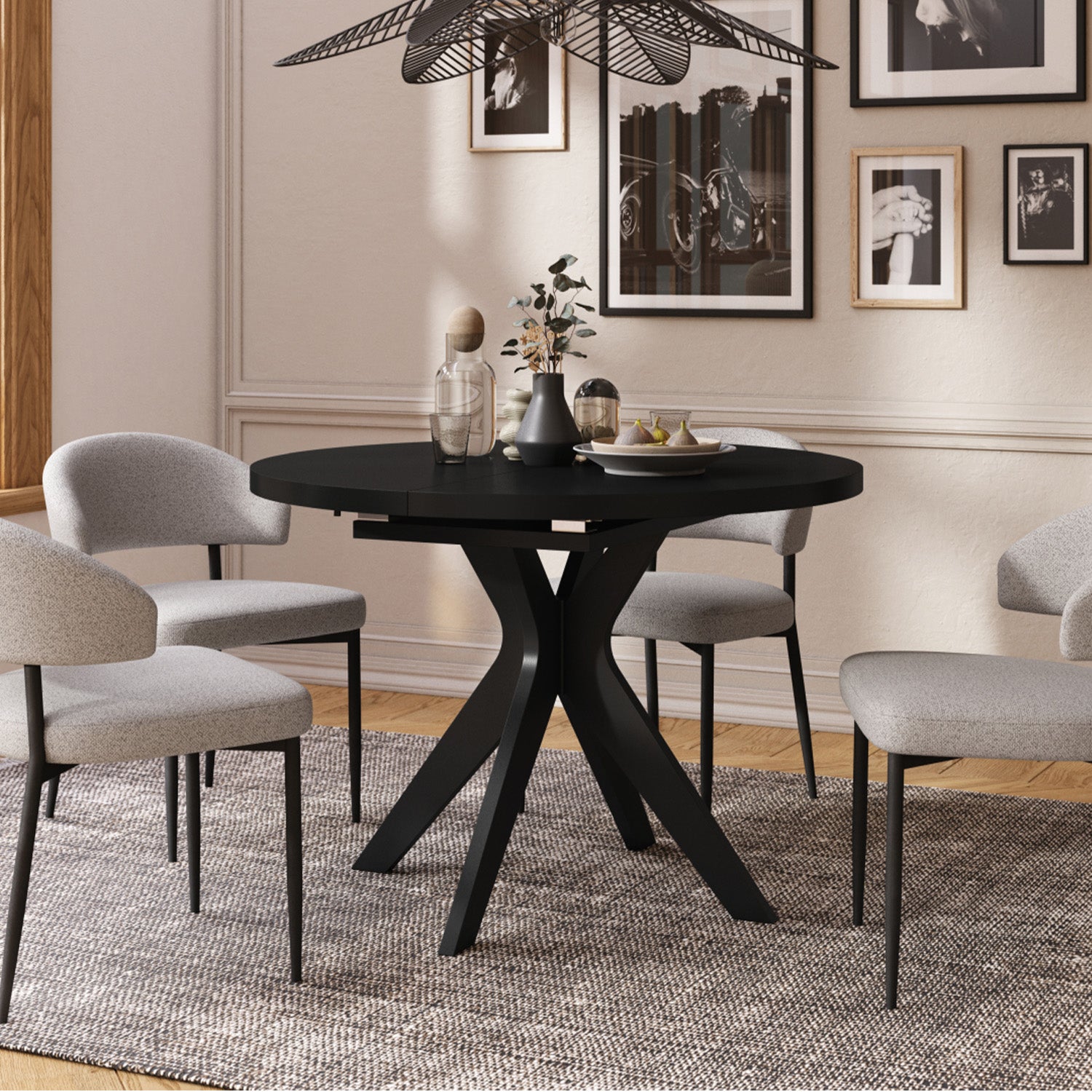 Renzo Extending Modern Dining Table – Black Matt