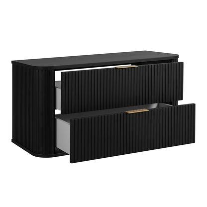 Elegance Glamour Style 2 Drawer Bathroom Wall Cabinet 100cm - Black