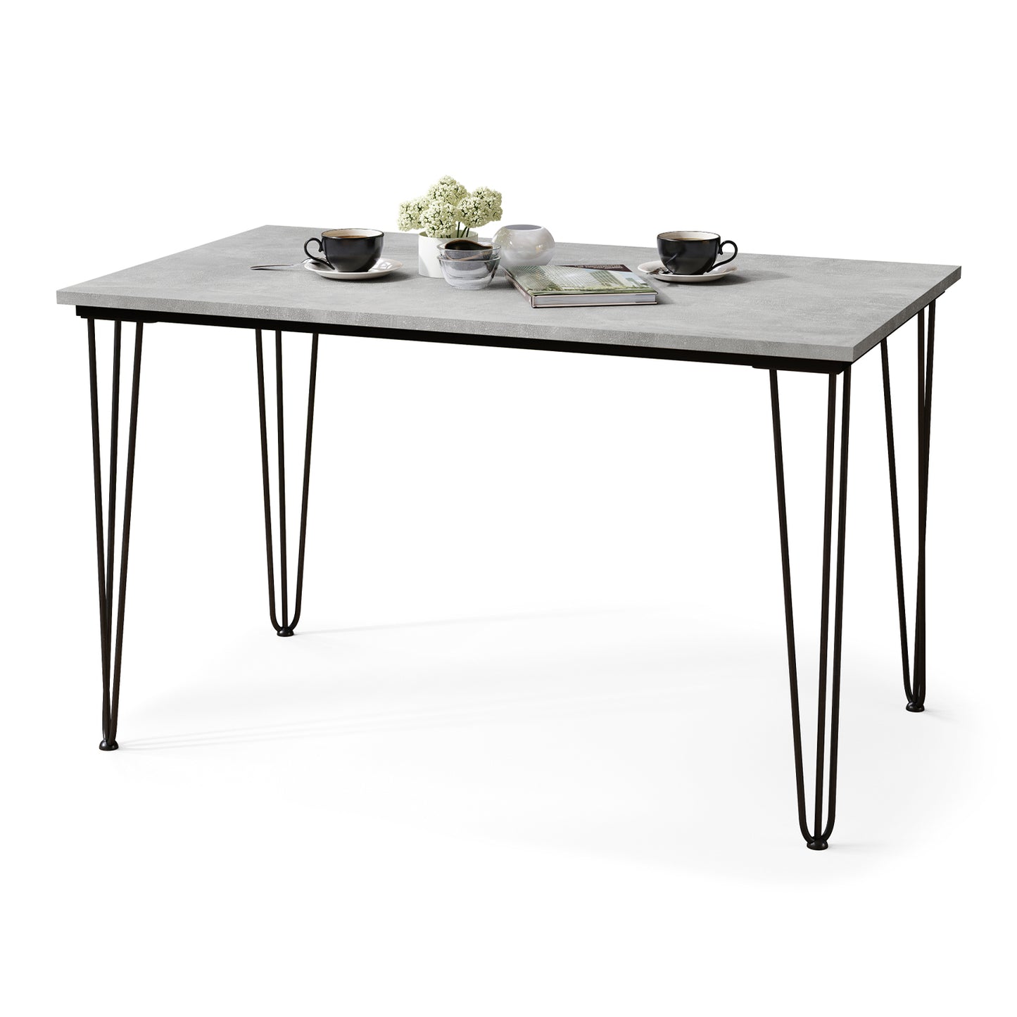 Hairpin S-120 Modern Dining Table - Light Concrete