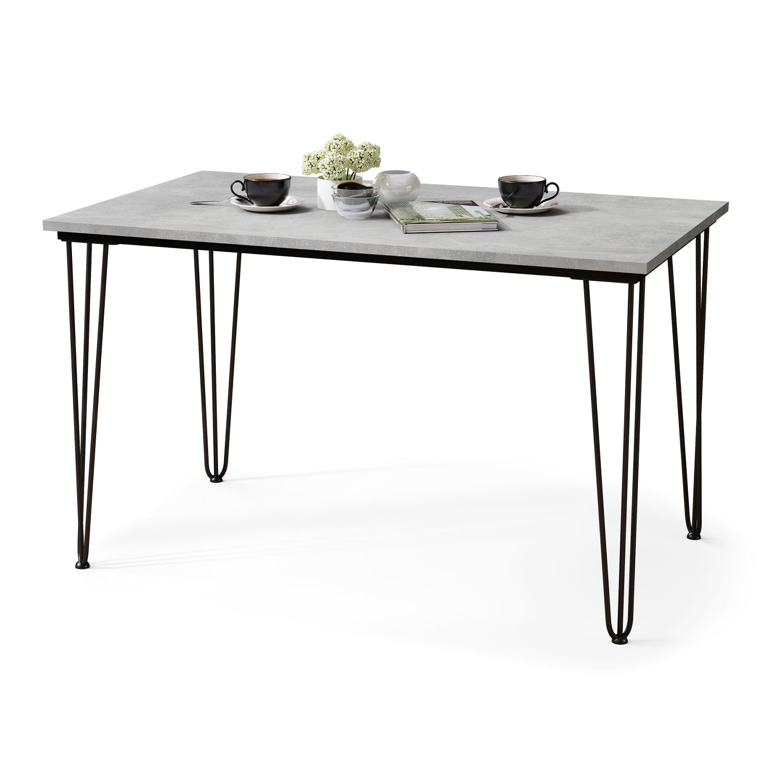 Hairpin S-120 Modern Dining Table - Light Concrete