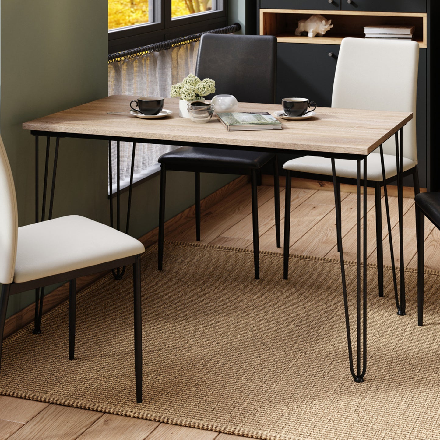 Hairpin S-120 Modern Dining Table - Sonoma Oak