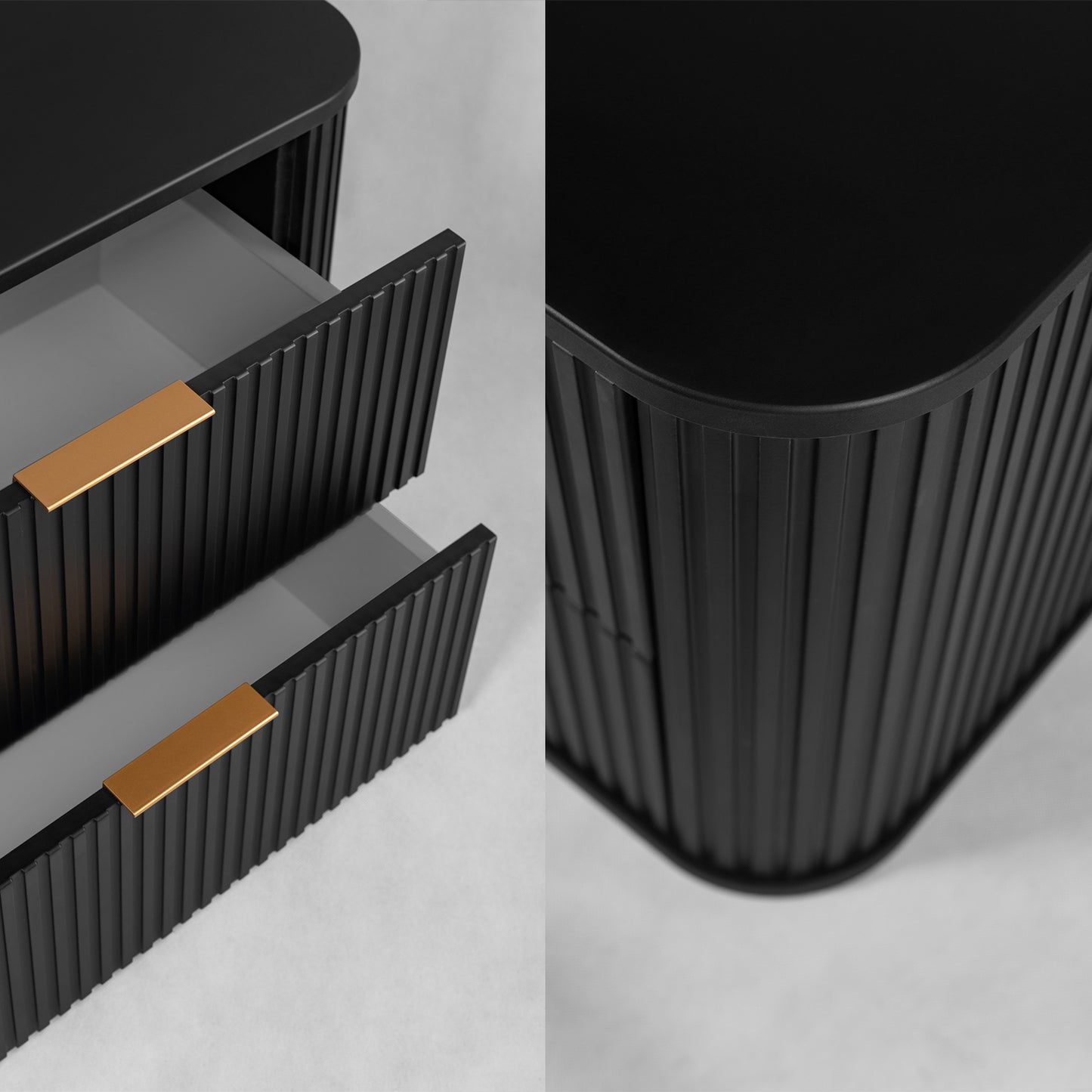 Elegance Glamour Style 2 Drawer Bathroom Wall Cabinet 100cm - Black