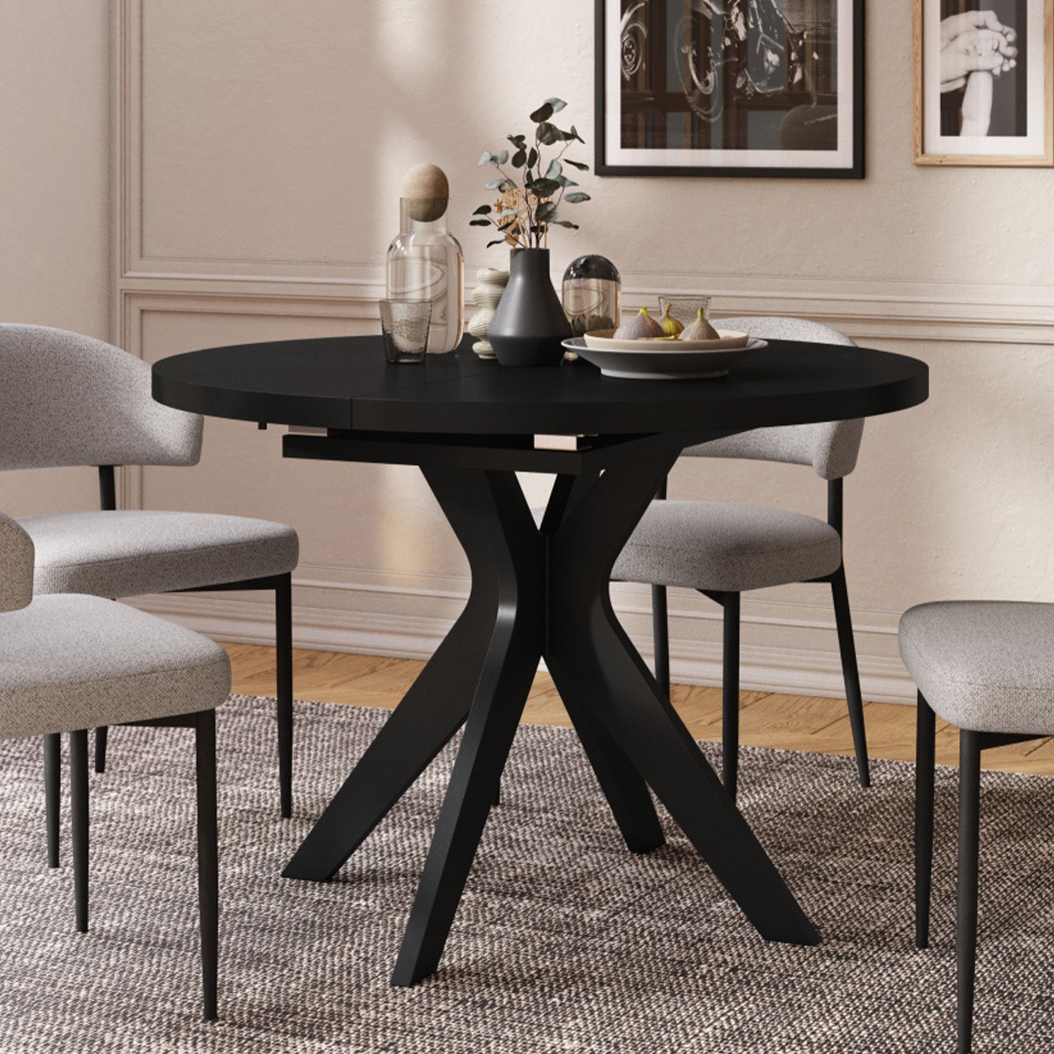Renzo Extending Modern Dining Table – Black Matt
