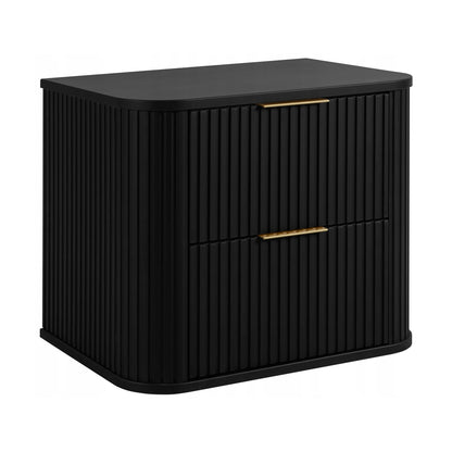 Elegance Glamour Style 2 Drawer Bathroom Wall Vanity Cabinet 60cm - Black