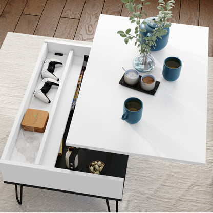 Hairpin S-90 Modern Lift Top Coffee Table - White / Black