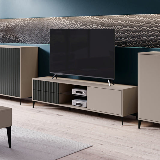 Rimini Premium TV Unit with Storage Modern Textured Drawers